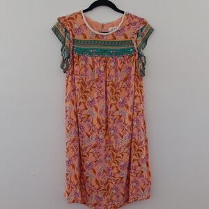 THML Coral and Pink Floral Mini Dress #3421